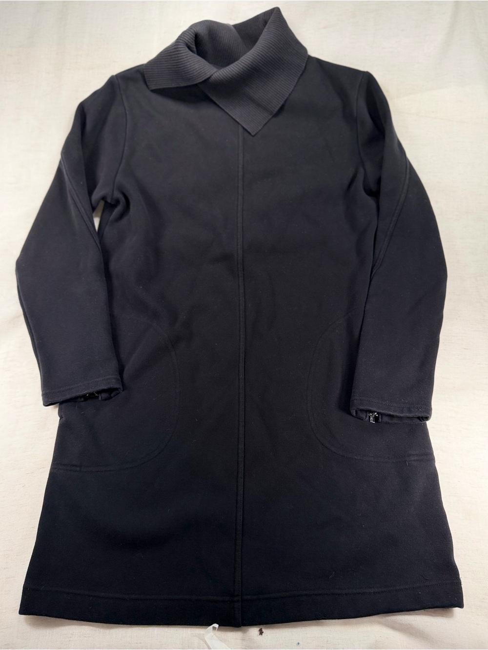 Athleta Black Long Sleeve Funnel Neck Coat - Women